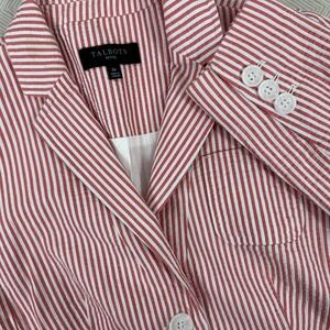 Talbots Seersucker Blazer Womens 0P Pinstripe‎ Summer Casual Coastal Nautical
